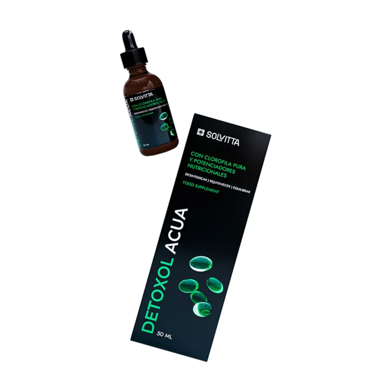 Detoxol Acua - frasco y caja del producto en conjunto
